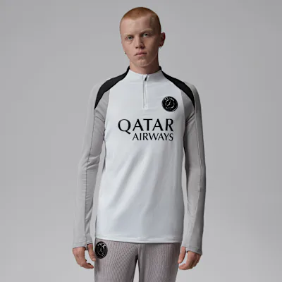 Jordan Paris Saint-Germain Strike Night Edition Men's Jordan Dri-FIT Football Knit Drill Top - White/Atmosphere Grey/Black/Black