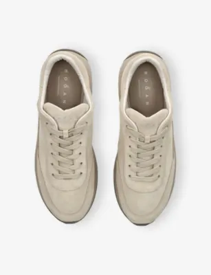 HOGAN Allacciato Suede and Leather Trainers - EUR 42 / 8 UK MEN in BEIGE, additional product view 2