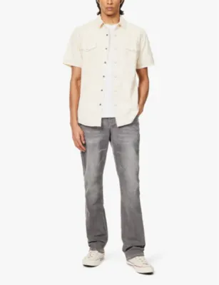 TRUE RELIGION Ricky Big T Flap exposed-stitching straight-leg slim-fit stretch-denim blend jeans detail 2