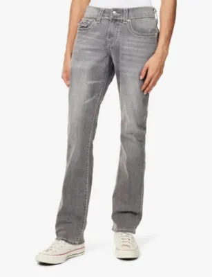 TRUE RELIGION Ricky Big T Flap exposed-stitching straight-leg slim-fit stretch-denim blend jeans detail 3