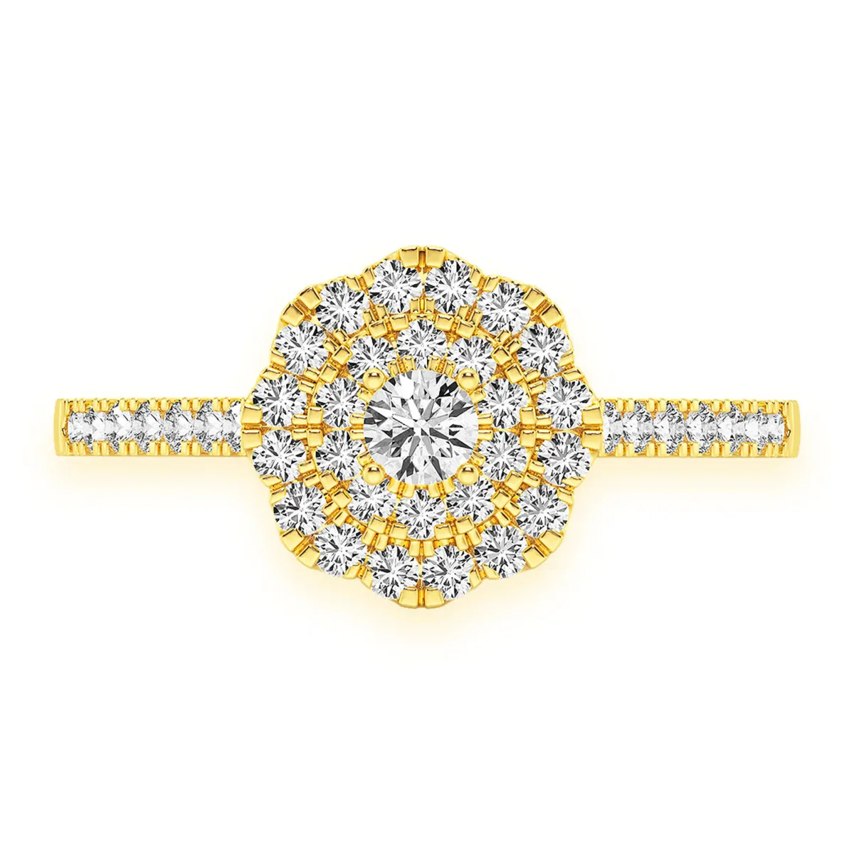 For Him Single Band Floral Diamond Engagement Ring in Rose Gold / Natural Diamond – Ring