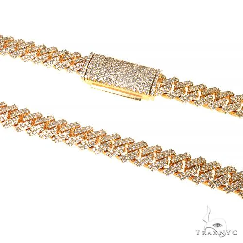 AHMED - MOON JEWELRY 2 Row Prong Set Diamond Cuban Chain 66915 in Rose – Chain
