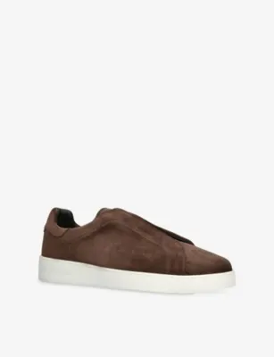 JUDE LLOW Luca Suede Slip-On Trainers - EUR 45 / 11 UK MEN in BROWN/OTH, additional product view 3