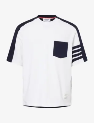 THOM BROWNE Contrast-Panel Oversized Cotton T-Shirt