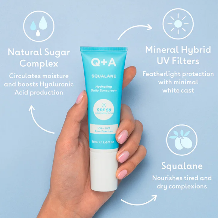 Q+A Squalane SPF50 Hydrating Daily Facial Sunscreen 50ml detail 2
