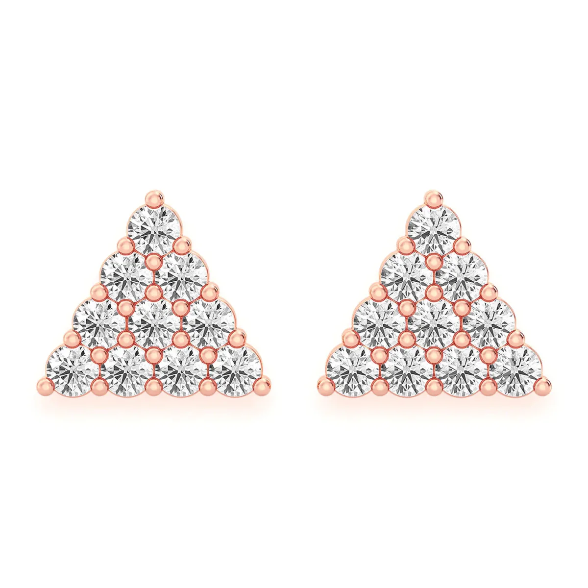 For Him Triangle Diamond Studs in Stacked Pavé / Rose Gold / Natural Diamond – Earring
