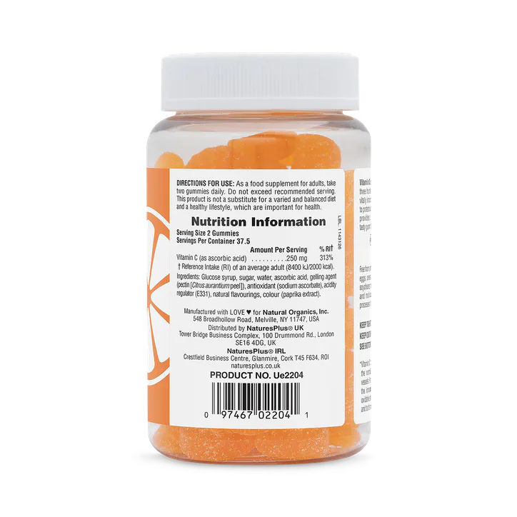 NaturesPlus Vegan Vitamin C 250 MG Orange Flavour 75 Gummies, additional product view 2