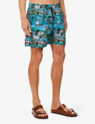 DEREK ROSE London Scenic Printed Swim Shorts detail 3