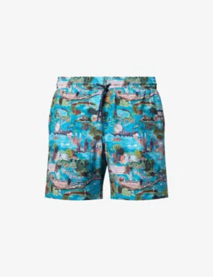 DEREK ROSE London Scenic Printed Swim Shorts