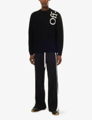 OFF-WHITE Vertical Bookish Wool-Blend Knit Jumper in BLACK, additional product view 2