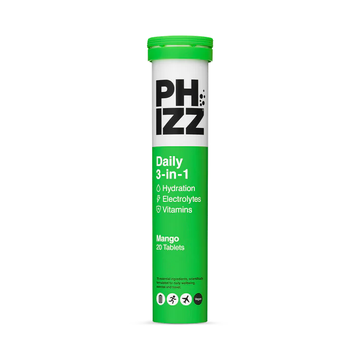 Phizz Daily 3in1 Hydration Electrolytes and Vitamins Effervescent Mango 20 Tablets