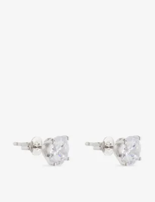 GLD Round-Cut Diamond 14ct White-Gold Rhodium-Plated Stud Earrings detail 3
