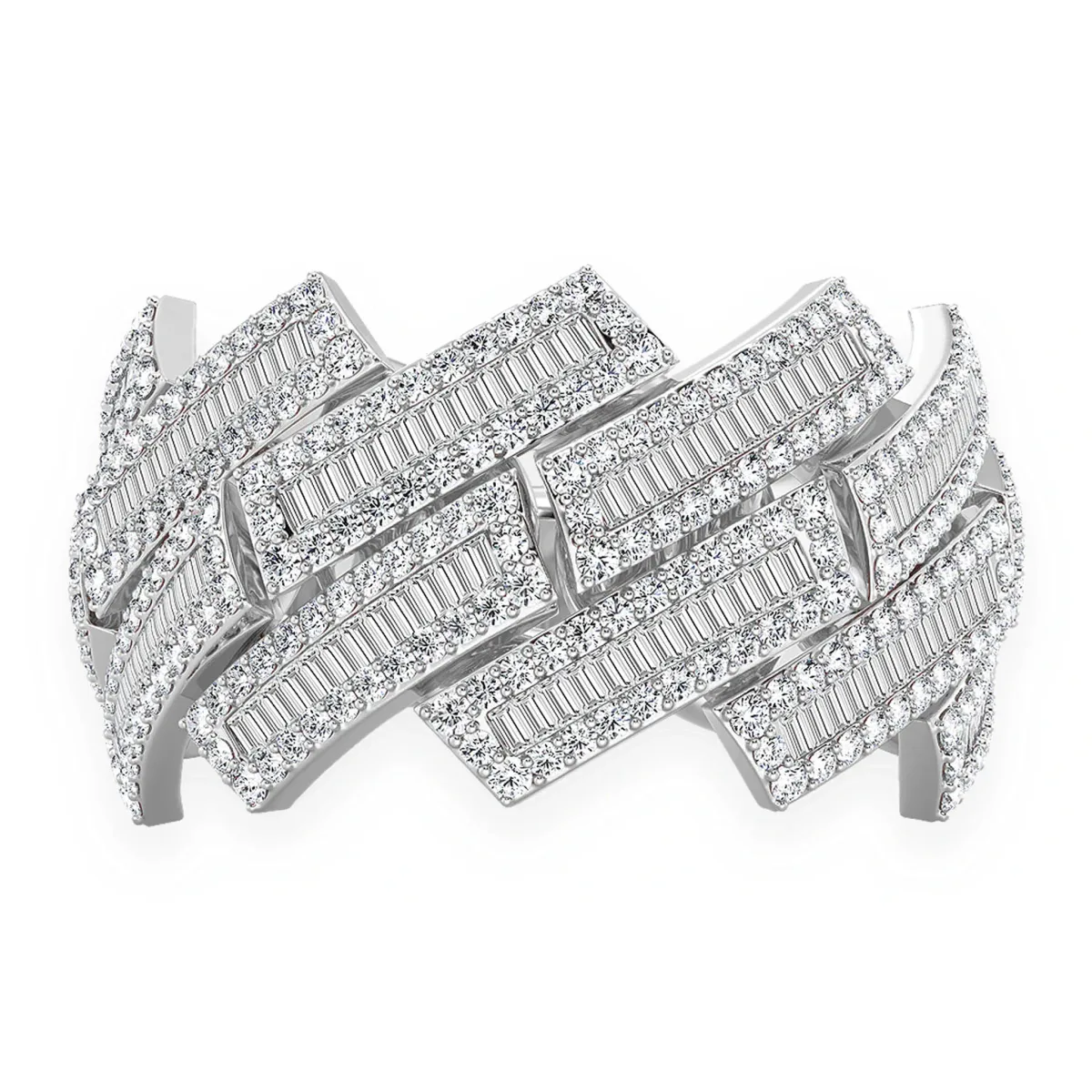 For Him Serrated Baguette Cuban Ring in White Gold / Natural Diamond – Ring