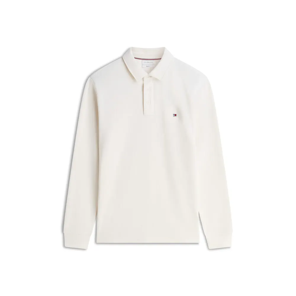 Tommy Hilfiger Men's Waffle Cotton Long-Sleeve Polo Shirt