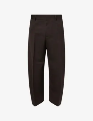 STUDIO NICHOLSON Fume Curved-Leg Cotton-Blend Trousers in COFFEE – Mens | Trousers & shorts | Formal