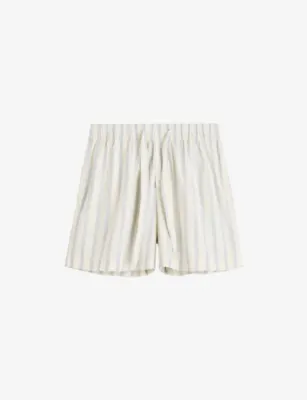 TEKLA Striped Elasticated-Waist Cotton-Poplin Shorts - Hopper Stripes detail 2