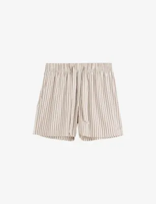 TEKLA Striped Elasticated-Waist Cotton-Poplin Shorts - Hopper Stripes detail 3