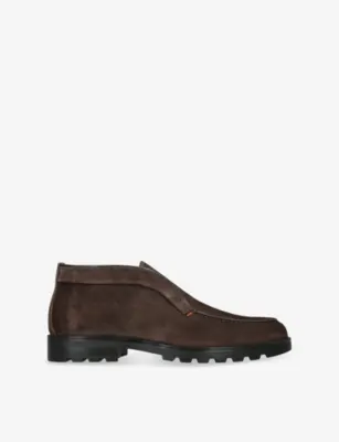 SANTONI Detroit Rocca Suede Loafers - EUR 45 / 11 UK MEN in Dark Brown – Mens | Loafers