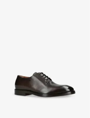 ZEGNA Torino Leather Derby Shoes - EUR 43.5 / 9.5 UK MEN in Dark Brown, additional product view 3
