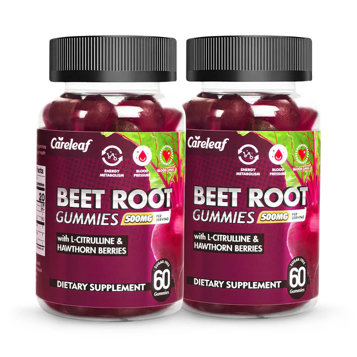 careleaf Sugar-Free Beetroot Gummies Peach Flavour 2 x 60 Gummies
