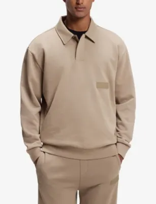 BOSS Relaxed-Fit Cotton-Blend Polo Sweatshirt detail 3