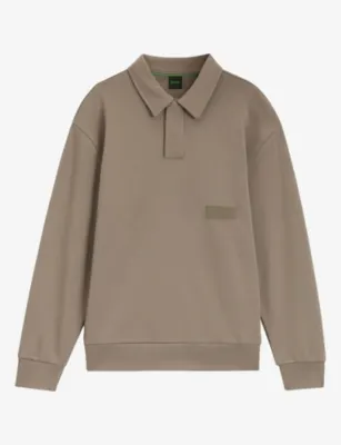 BOSS Relaxed-Fit Cotton-Blend Polo Sweatshirt