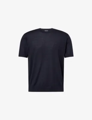 EMPORIO ARMANI Travel Logo-Embroidered Knit Wool T-Shirt