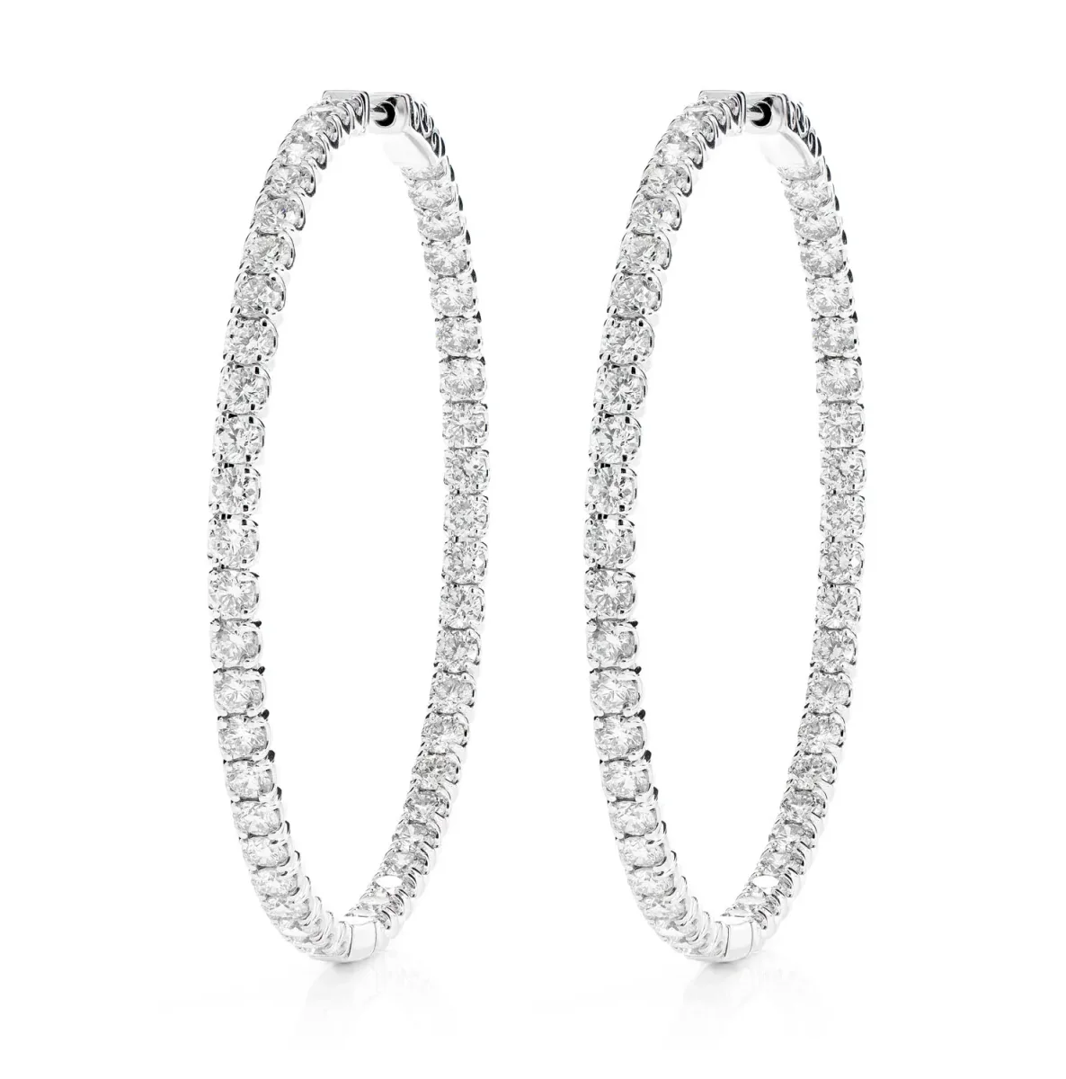 For Him 8pt Two Inch Inside Outside Diamond Hoop Earrings in White Gold / Lab Grown Diamond – Earring