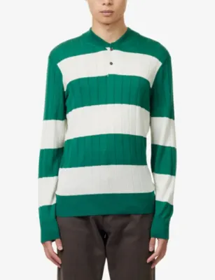 DUNHILL Striped Ribbed Cashmere-Blend Rugby Jumper detail 3