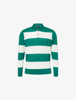 DUNHILL Striped Ribbed Cashmere-Blend Rugby Jumper