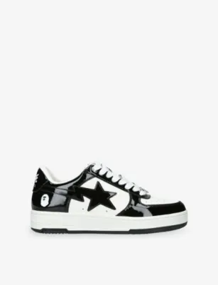 A BATHING APE BAPE STA Icon #1 M2 Leather Trainers - EUR 40 / 6 UK MEN in BLK/WHITE – Mens | Trainers | Lace up trainers