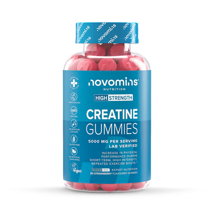 Novomins Creatine 5000mg Strawberry Flavoured Sugar Free 90 Gummies
