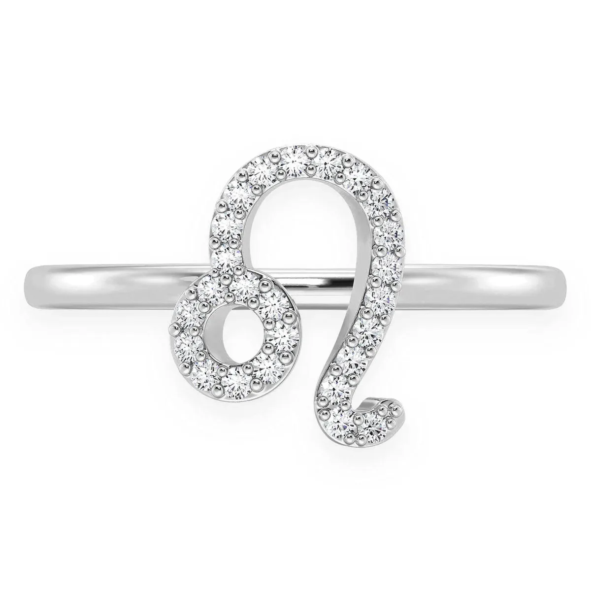 For Him Zodiac Diamond Ring in Leo / White Gold / Natural Diamond – Ring