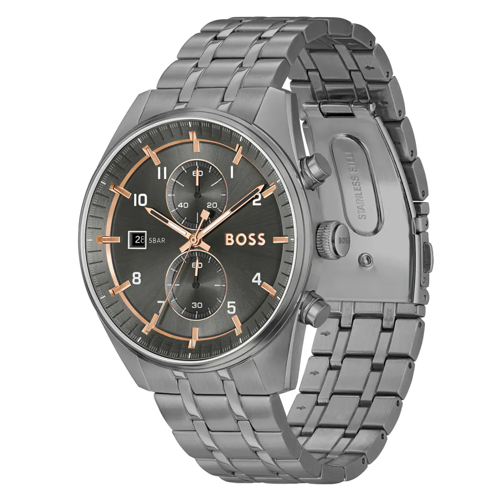BOSS Skytraveller 44mm Mens Watch Grey in Grey, additional product view 2