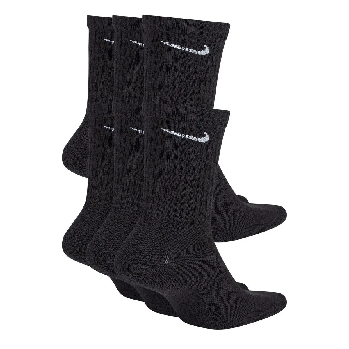 For Him Nike 6-Pack Everyday Cushioned Training Crew Socks in Black/White, additional product view 2