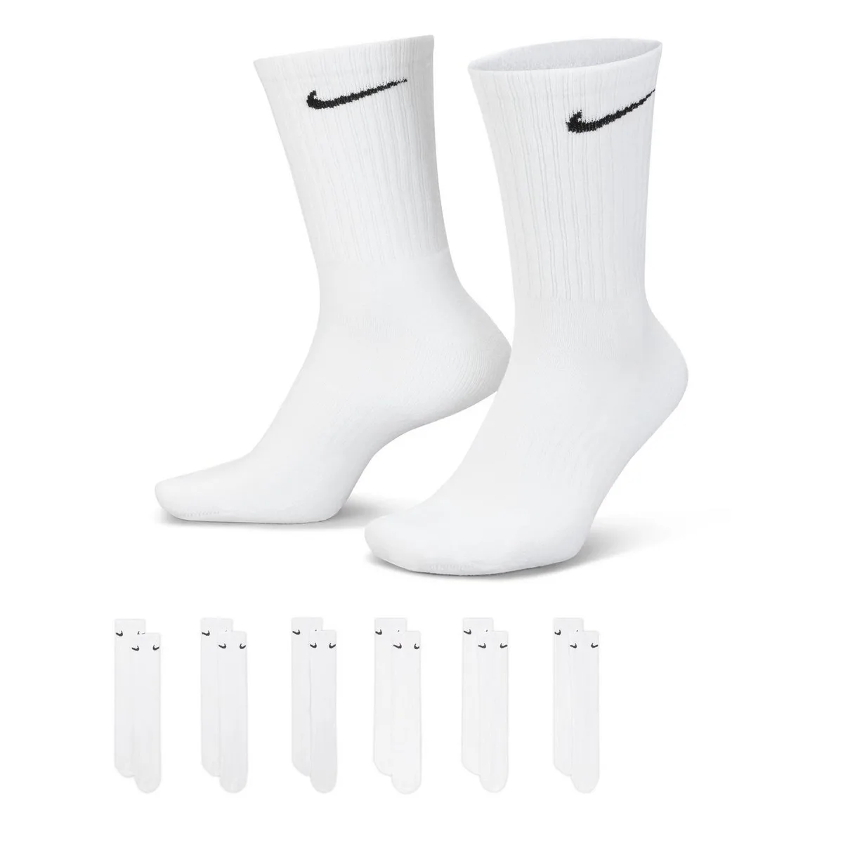 For Him Nike 6-Pack Everyday Cushioned Training Crew Socks in White/Black – Accessories
