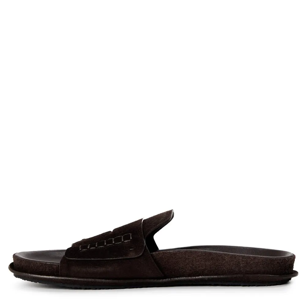 Jacquemus Mens Mocassin Slides in Brown, additional product view 2