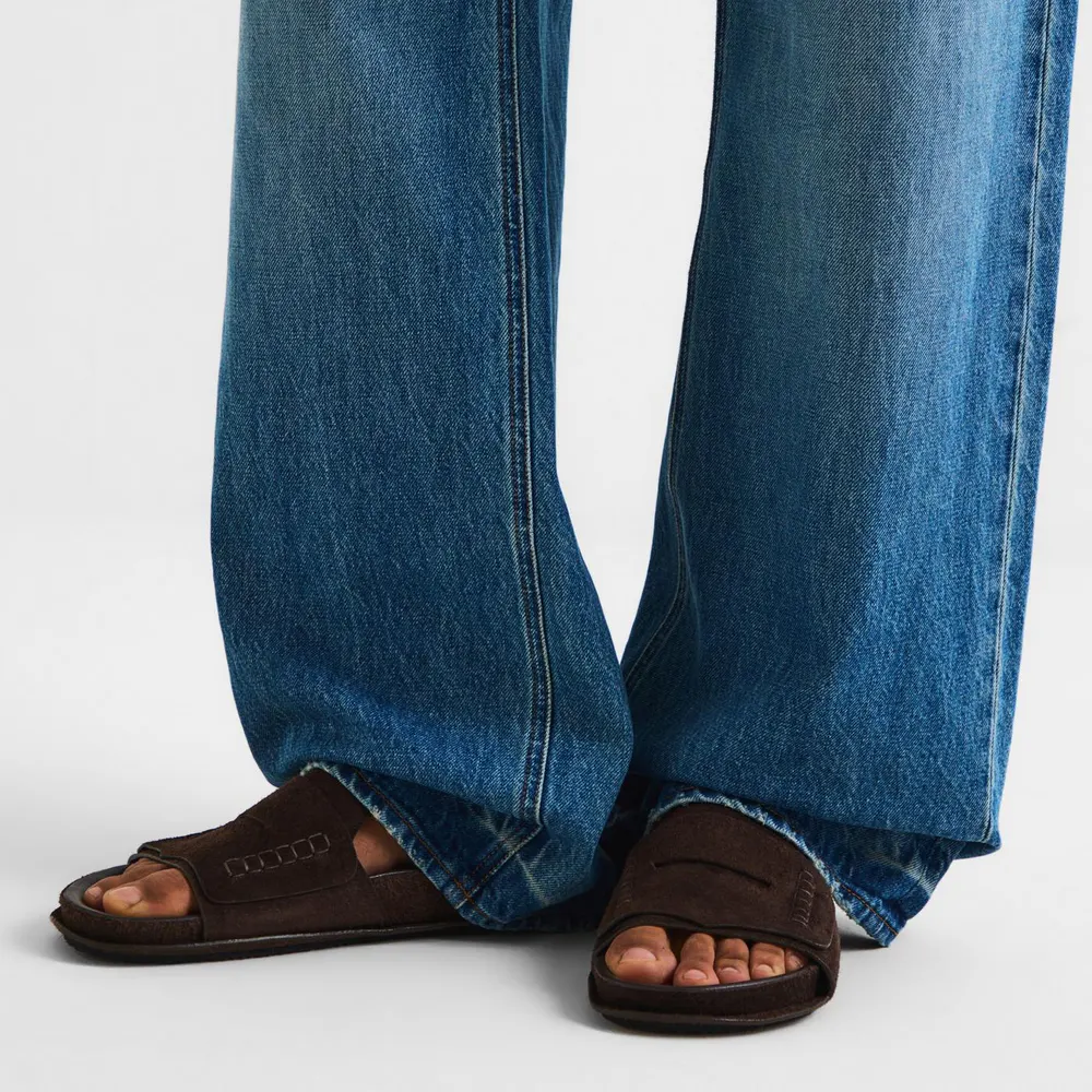 Jacquemus Mens Mocassin Slides in Brown, additional product view 3