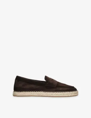 SANTONI Carlo Suede Espadrille Loafers - EUR 42 / 8 UK MEN in Dark Brown – Mens | Loafers