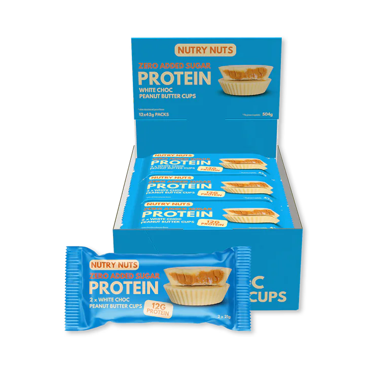 Nutry Nuts CUPS White compound with peanut filling - HIGH PROTEIN (2x21)g 12 Pack