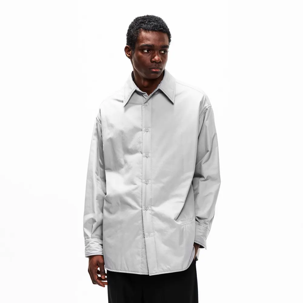 MM6 Maison Margiela Men's Padded Overshirt in Stone Grey, additional product view 3