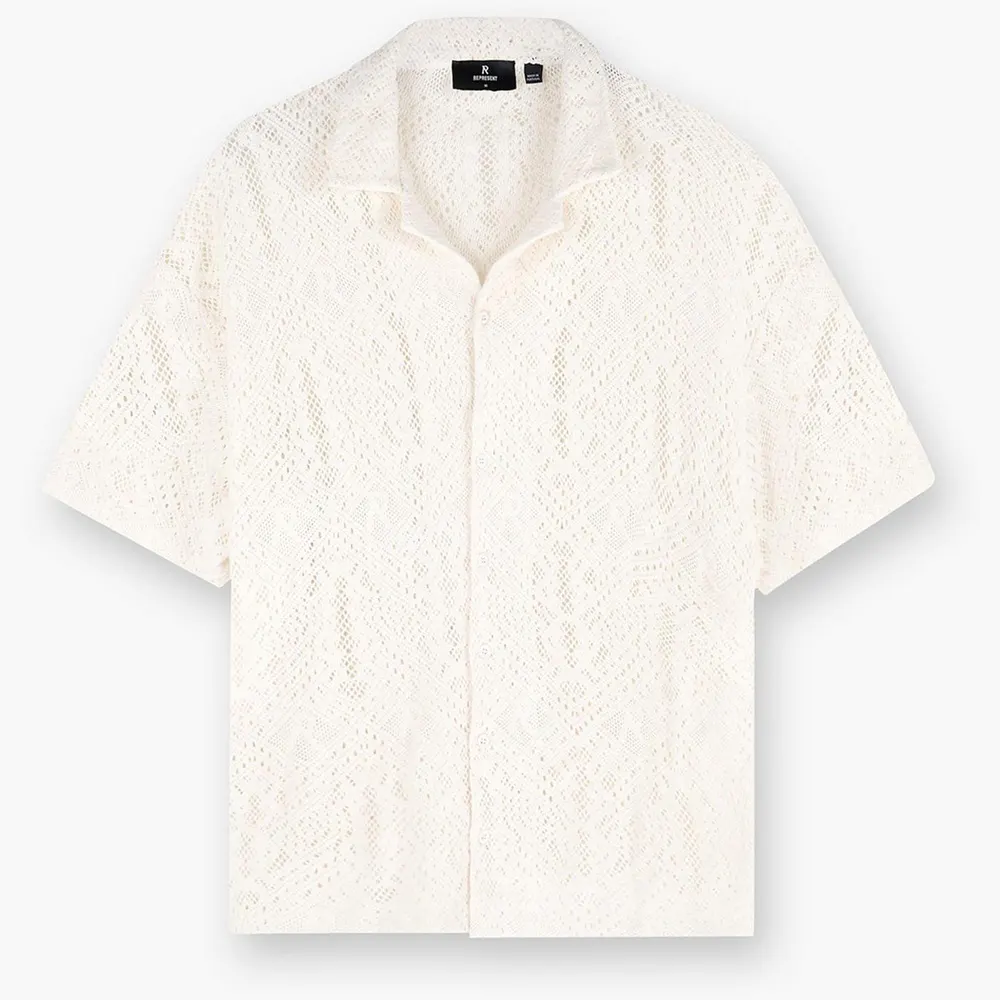 Represent Men's Rep All Over Crochet Cotton Short Sleeve Shirt