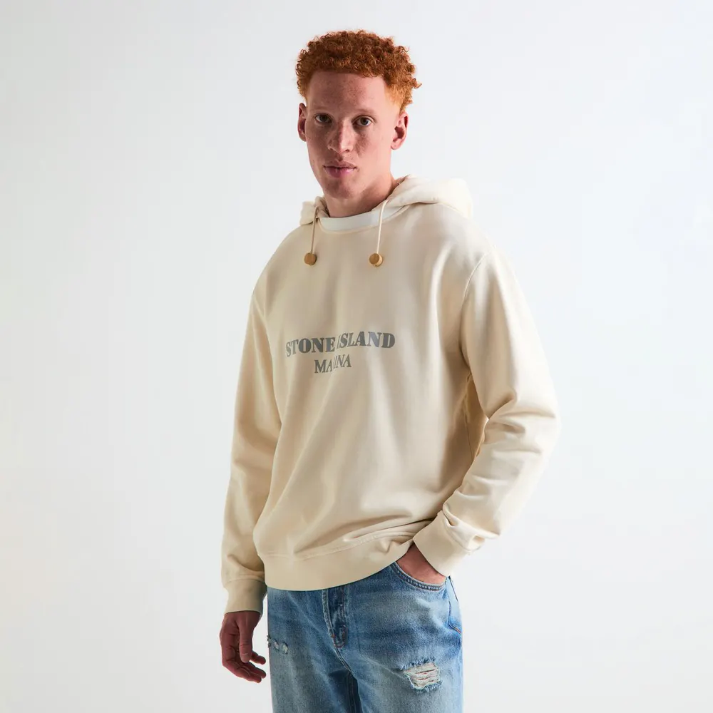 Stone Island Marina Mens Marina Hoodie in Ivory V0093, additional product view 3