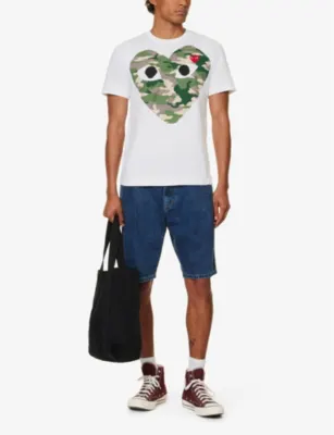 COMME DES GARCONS PLAY Big heart camouflage cotton-jersey T-shirt detail 3