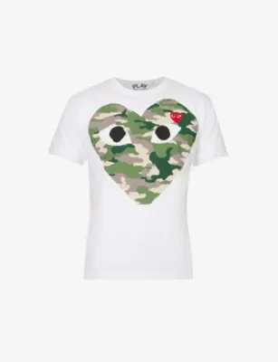 COMME DES GARCONS PLAY Big heart camouflage cotton-jersey T-shirt