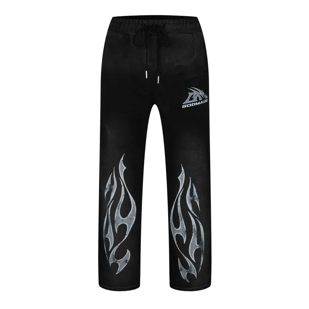 God Made Gm Logo Sweatpants in Washed Black – Clothing
