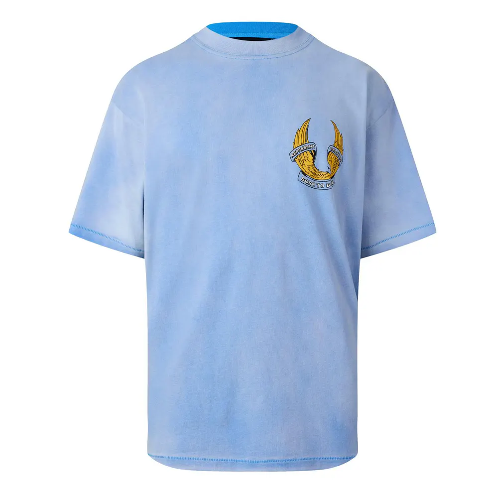 Represent X Belstaff Men's Oversized Fit T-Shirt in Washed Blue – Clothing
