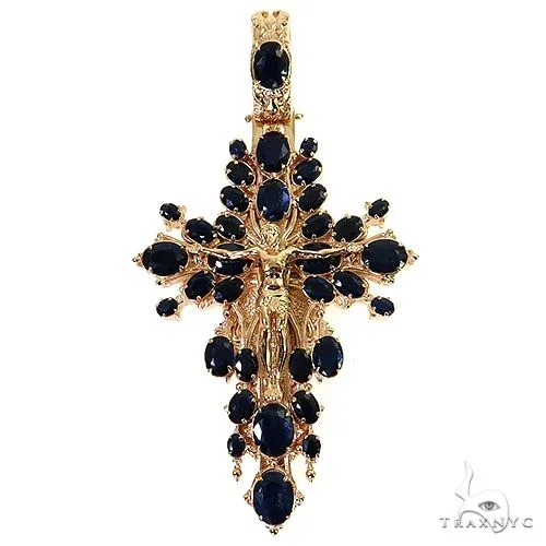 RINA - For Him DISCORD MAX Sovereign's Halo Sapphire Cross pendant 69405 in Rose Gold – Pendant