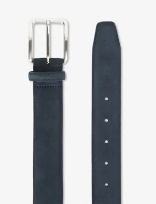 BOGGI Suede Buckle Belt - 34 in NAVY BLUE, additional product view 3