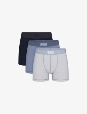 SKIMS Cotton Logo Pack of Three 3-inch Cotton-Jersey Boxer Briefs